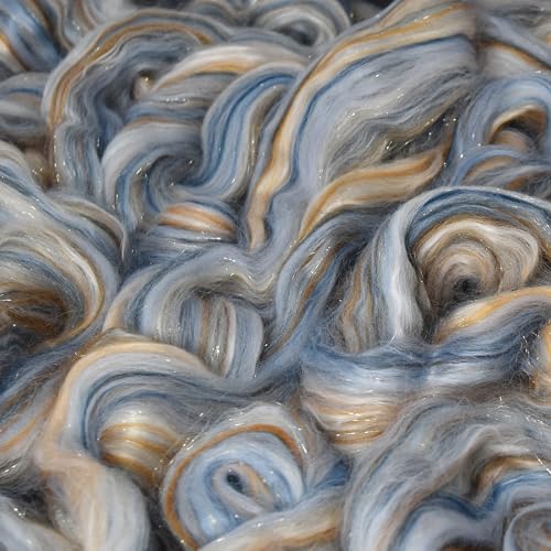 Image of Combed Top Roving. Limited Edition Fiber for Spinning, Needle Felting, Wet Felting, Weaving and Crafting. Fancy, Colorful, Exotic Designer Blend, Rubicon