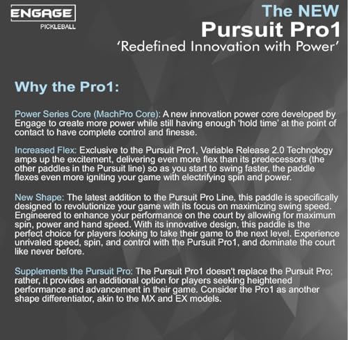 Engage Pursuit Pro1 6.0 Pickleball Paddle - Raw T700 Toray Carbon Fiber for Extreme Spin - MachPro Core for Maximum Power & Control - Image 5