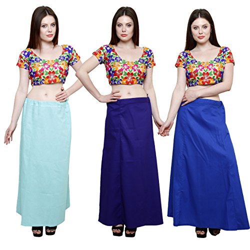 Image of Pistaa combo of 3 Women's Cotton Best Indian Readymade Inskirt Saree petticoats