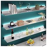 Estantes Montados En La Pared De Acero Inoxidable con Luz Cálida LED, Size : 60x20CM)