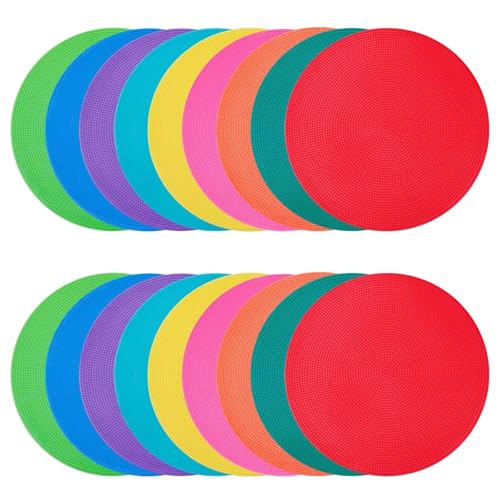Vasolpryb Spot Markers 9 Inch 18 Pcs Non Slip Rubber Floor Markers Flat Field Cones Poly Dots for Classroom Dance Sports Soccer Basketball Speed Agility Training (9 Colors)