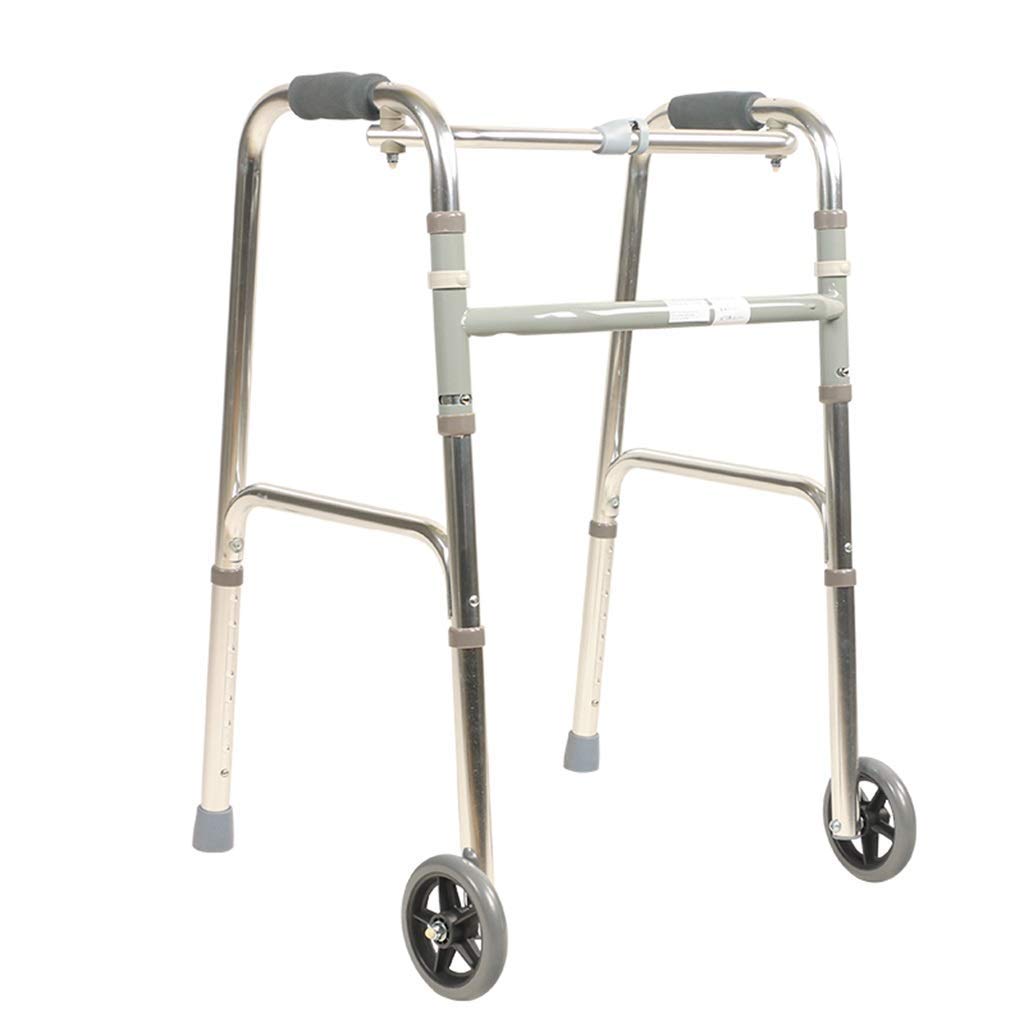 Ausilio per la deambulazione in Alluminio per Mobilità Pieghevole con 2 Ruote Deambulatore per Arti Inferiori con Telaio per deambulatore assistito per Anziani Leggero