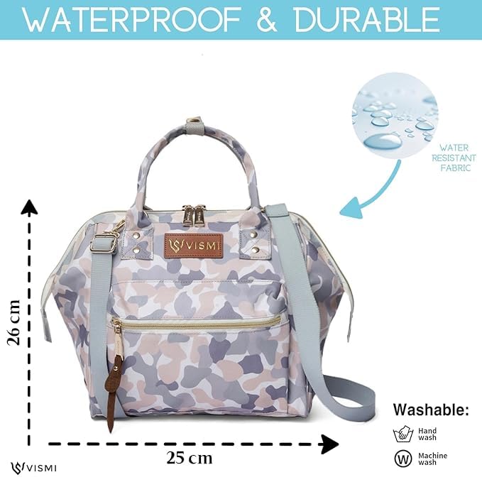 Image of VISMIINTREND Diaper Bag Combo for Mothers for Travel - Includes Mini and Large Diaper Backpack, Solid Premium Febric, Diaper Baby Bag, Maternity Hospital Handbag, Multipocket Stylish Nappy Bag for Mom