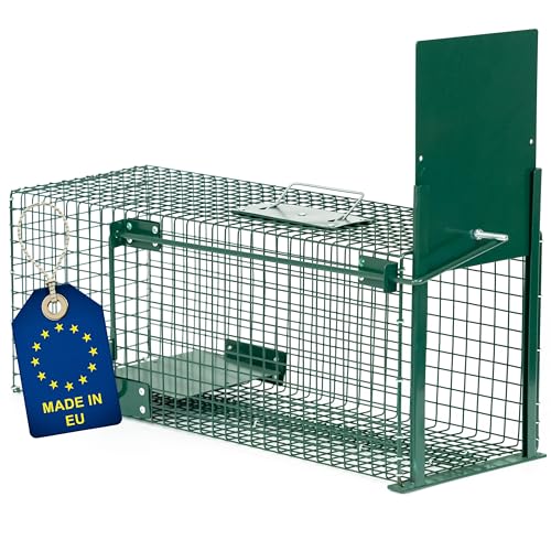 ITA Lebendfalle 5001 60x23x23 cm - Wetterfeste & Zuverlässige Falle für Kleintiere wie Marder und Ratten - Rattenfalle Marderfalle - Fertig Montiert, Bissschutz, Tragegriff