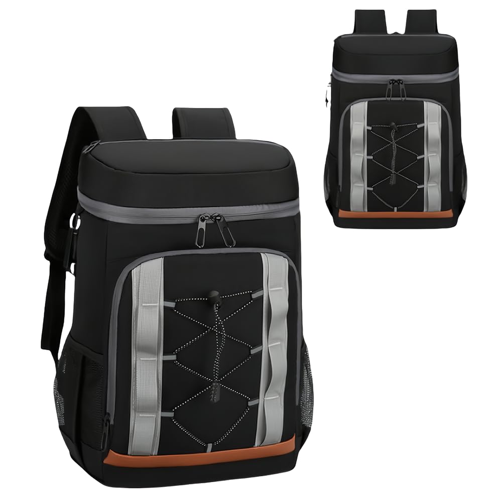 Zaino isotermico da 30 litri, grande borsa per uomo e donna, ideale per picnic, barbecue, campeggio, escursioni, shopping (nero)