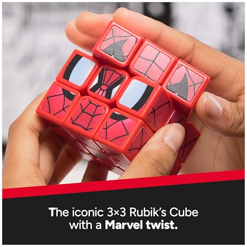 Image of Rubik's Cube, Spider-Man Cuber, Marvel Collectible Fidget Toy & Desk Decor, Problem-Solving Brain Teaser, Classic Color-Matching Puzzle, Sensory Puzzle for Fans of Marvel Rivals Ages 8 & Up