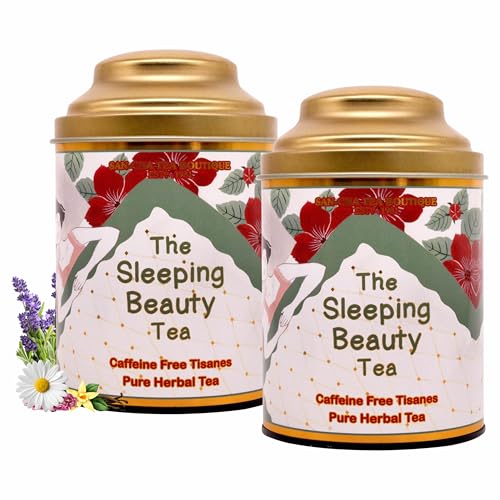 Image of Sancha Tea Boutique, Sleeping Beauty Tea, Caffeine Free Herbal Tisane for Sleep, Great for Bedtime, Blend of Vanilla /Rose /Lavender /Chamomile Flowers, 30g (Pack of 2)