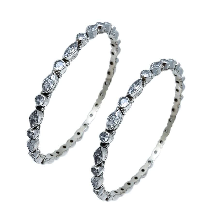 Image of White Topaz American Cz Stone 92.2 Sterling Silver Handmade design Bengalee.1 Pair