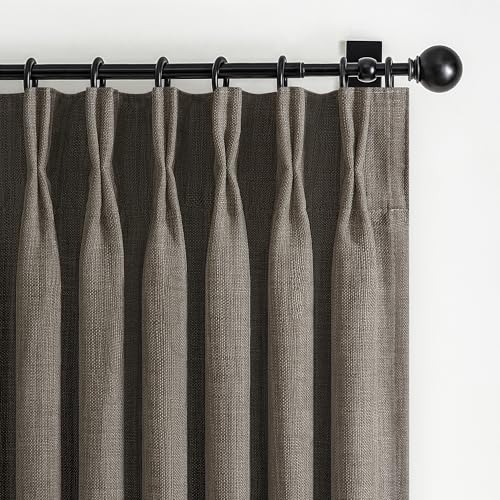 Blackout Dual Layer Linen Bedroom Curtains 84 Inches Long 2