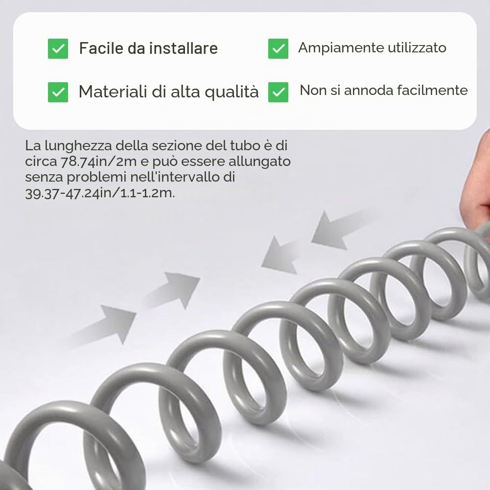 Tubo Doccia 3 Metri, Flessibile Doccia Telescopico,Flessibile Doccia a Molla in ABS,per Bidet,Doccetta,Soffione