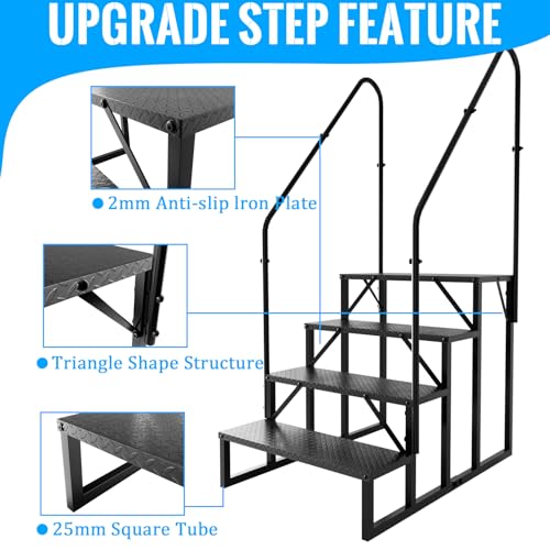 Image of RV Stairs 4 Step Ladder with 2 Handrails