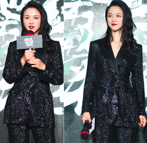 Women's Suit Sequins Single Breasted Button Jacket Pants Set for Party Night 2-Piece Tuxedos3