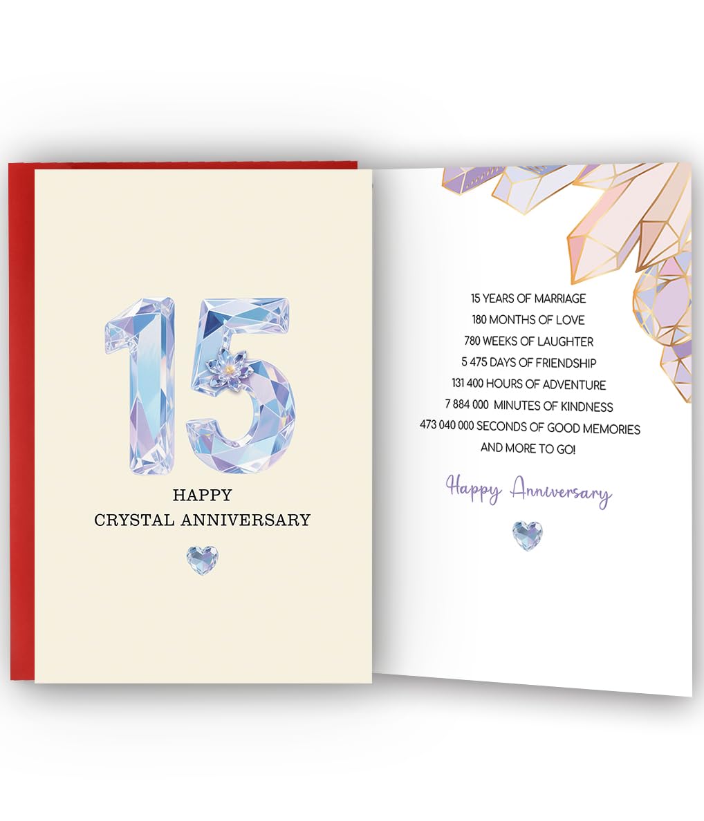 Amazon.com: Bestmelo 15 Year Anniversary Card,15th Anniversary