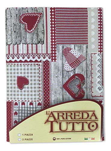 tex family Plaid d’Ameublement Couvre-Tout Grand Foulard Multi-Usage en Coton – Couvre-Lit, Protège-Canapé – Aprica Rouge – 1 Place – Fabriqué en Italie