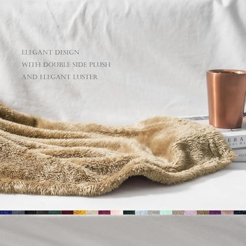 Image of Exclusivo Mezcla Plush Fuzzy Fleece Bed Blanket Queen Size, Super Soft, Fluffy and Warm Blankets for Couch, Bed, All Season (Brown, 90x90 inches)