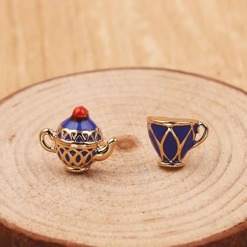 Opexicos 2Pcs Elegant Teacup Sweater Pendant Necklace Chain Tea Cup Pendant Retro Teapot Teacup Set Earrings