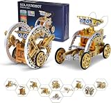 OMWay STEM 12-in-1 Solar Robot Toys, Science Kits for Kids Age 8-12, DIY Building Experiment Engineering Robotics Kits, Birthday Easter Gifts Toy for 9 10 11 13 14 Year Old Boys Teens, Gold