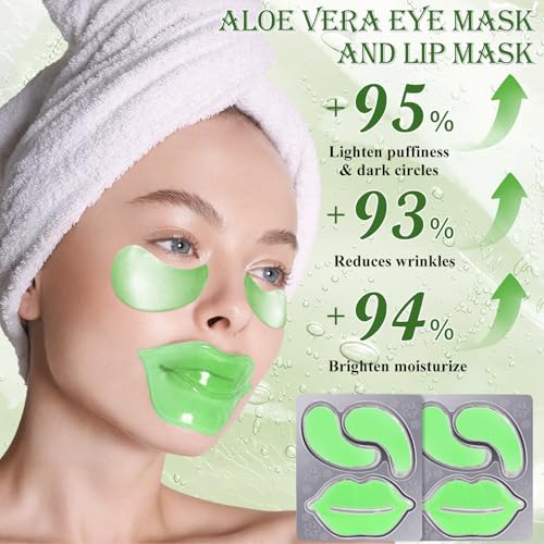 Mascarilla Pies Exfoliante,Mascarilla para Manos,Mascarilla Facial Áloe,Parches de Ojos y Parches Labiales,Calcetines exfoliantes para pies,Set de Cuidado Piel Aloe Vera,Hidratación Profunda - imagen 6