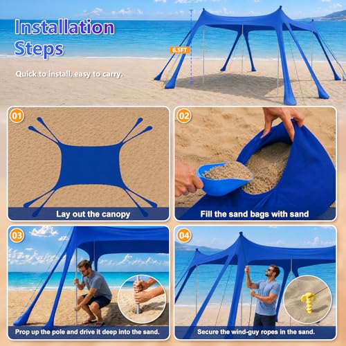 Sombrilla de playa tipo carpa con postes estables para evitar que vuele con el viento 7