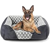 Heymamba Hundebett für Große Hunde, Punktmuster Flanell-Hundebett, Flauschig Anti-Angst Hundebetten, Waschbares, Hundekörbchen für mittlere und Große Hunde und Katzen, 90x65x23cm