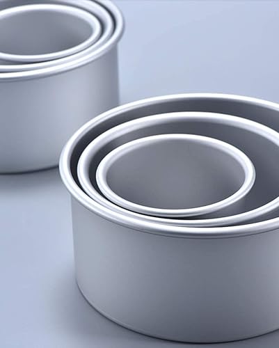 Miniatura 3 de Juego de 3 moldes redondos altos de 4 pulgadas de profundidad, incluye moldes de aluminio anodizado de 4 pulgadas, 6 pulgadas y 8 pulgadas con parte