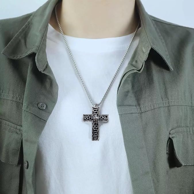 Thanos necklace - Squids Necklace Game,3D Printed Cross Necklace with Dark Box Ten Character Pendant, Vintage Handmade Men's and Women's Pendant Jewellery, Fashion Unisex Gift Ideas2