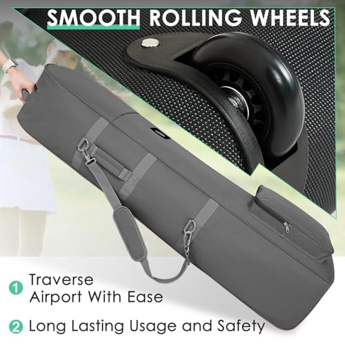 Golf-Reisetaschen mit Rollen, strapazierfähiges, abriebfestes 900D-Oxford-Material, leichte und tragbare Reisetasche für Golfschläger, ideal für Flugreisen (Grau, Schulter)