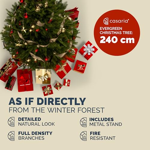 CASARIA® 8ft Artificial Christmas Tree | Realistic Best Christmas Decorations Ornaments Xmas Tree | Fire Resistant PVC, Easy Assembly Metal Stand for Home & Office Decorations | 240cm 8FT - Image 5