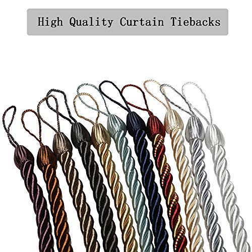 Bel Avenir Curtain Ropes Tiebacks Tie-Backs, Curtain Handmade Holdbacks With 2 Metal Screw Hooks - White 2 Pack #TOP5