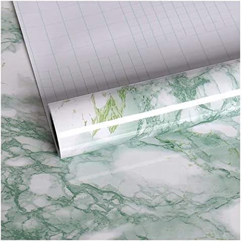 VEELIKE Green Marble Wallpaper Sticky Back Plastic Roll Peel and Stick Removable Adhesive Wallpaper Contact Paper Kitchen Worktop Vinyl Covering Sticky Wrap for Cupboards Shelf Countertop 40cm x 600cm Cover