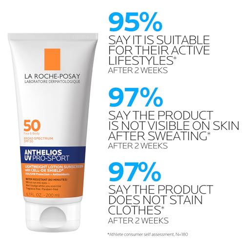 La Roche-Posay Anthelios UV Pro-Sport SPF 50 Sunscreen for Face & Body, Water & Sweat Resistant with Non-Drip Formula, Invisible Broad Spectrum Sunscreen Lotion, Lightweight & Breathable - Image 6
