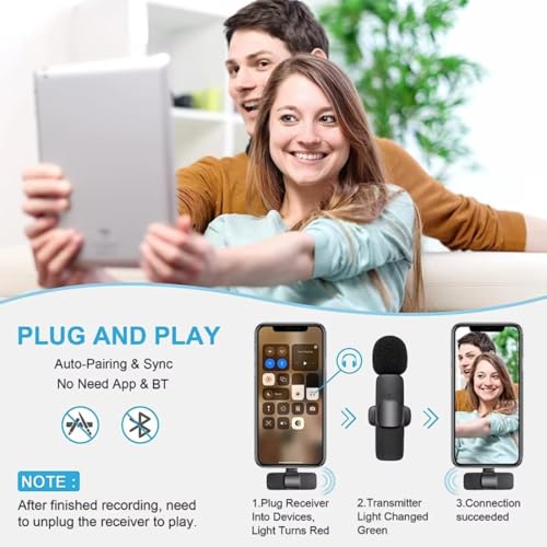 Image of GADGETSWEAR Dual Wireless K9 Lavalier Microphone Plug and Use for YouTube Recording Video, Collar Bluetooth Mic for Vlogging, Portable & Compatible Android, iPhone