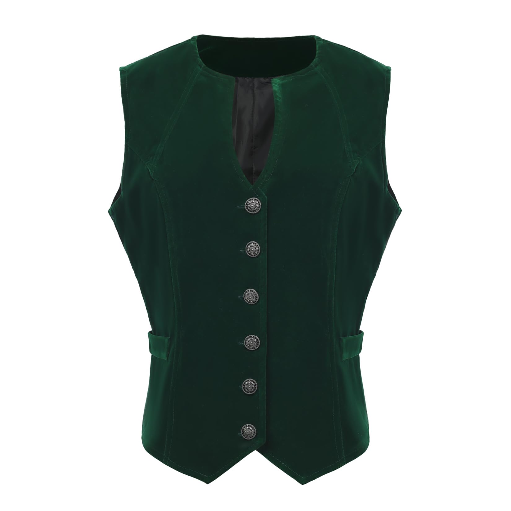 BPURB Vintage-Samt-Weste für Damen, V-Ausschnitt, bauchfrei, ärmellos