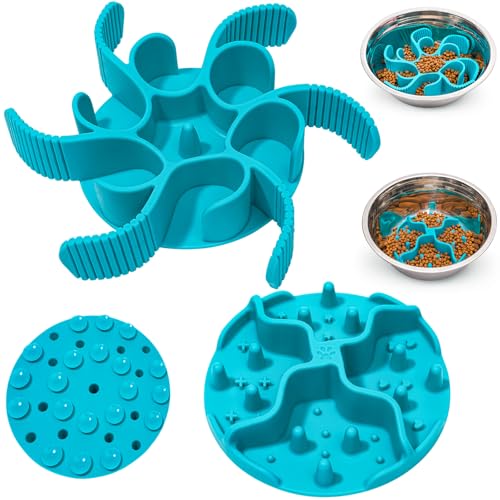 Slow Feeder Insert for Dog Bowl - 2PCS Anti-Bloat Silicone Mat with Super Suction, Slow Feeder Dog Bowls for Puppy Large Breed Dogs - image 8