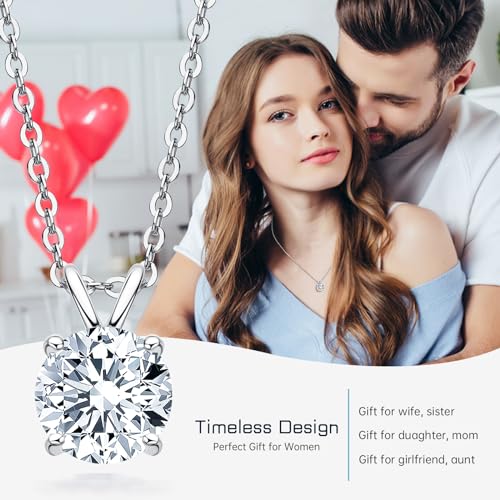 AINUOSHI Moissanite Necklace for Women, 1CT, 2CT, 3CT, 4CT Solitaire Moissanite Pendant Necklace, D-E Color with GRA Certificate, 925 Sterling Silver with 18K Gold Plating, Mother Mom Wife Girlfriend Gifts with Jewelry Box Packed3