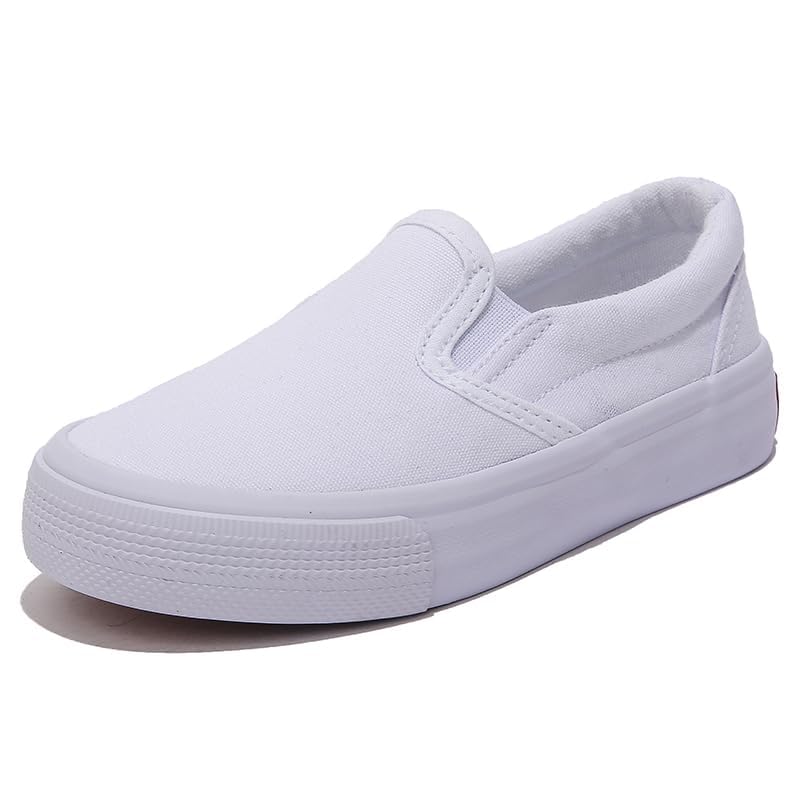 Boys' and Girls' Children's Canvas Shoes, Low Cut Slip-on Sneakers Shoes, Start School Season White Shoes, Fashion Toddler Little Kid Big Kid Skateboarding Shoes