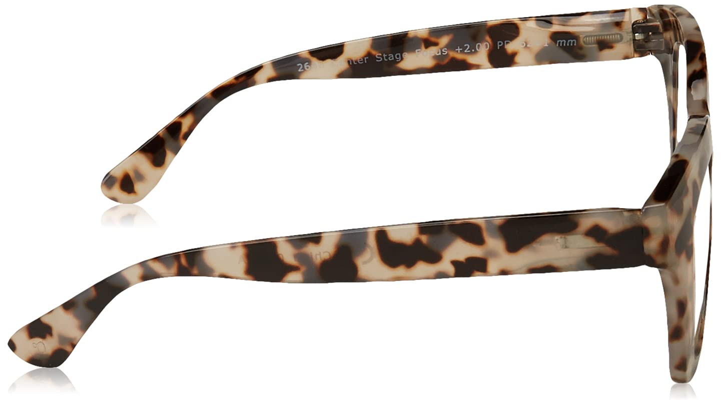 Peepers by PeeperSpecs Center Stage Gafas de gran tamaño no polarizadas para mujer, gris tortuga – Lentes de filtro de luz azul enfoque, 1