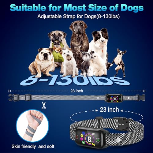 Bark Collar, Dog Bark Collar for Large Medium Small Dogs, Thunbest Rechargeable Anti Bark Collars for Dogs with 8 Adjustable Sensitivity, Dog Barking Collar with 4 Barking Training Modes (Black)