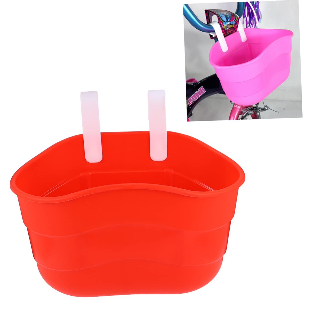 Toyvian 1Pc Bike Basket Red Plastic Hanging Basket for Scooters Bicycles Easy Tool Installation Present for Storing and Essentials