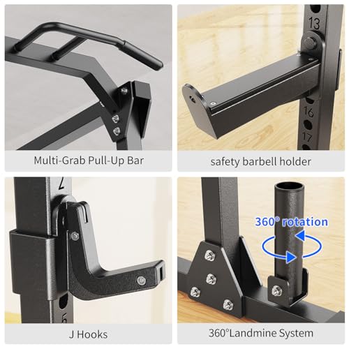 Image of Power Rack Power Cage Multi-Function Squat Rack with Cable Crossover System Selectable More Training Attachment Power Rack for Garage & Home Gym