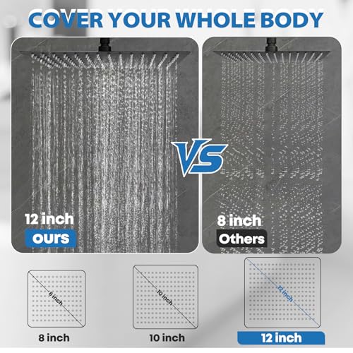 Image of Shower Head,12 inch High Pressure Rainfall Shower Head with Handheld Dual Spray