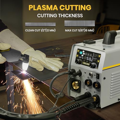 Image of SSimder 6-in-1 MIG Welder & Plasma Cutter 160A Gas MIG /Flux Core /Lift TIG /Stick /Cut Combo 110V 220V 35A Air Cutting for Auto Repair DIY & Small Workshop