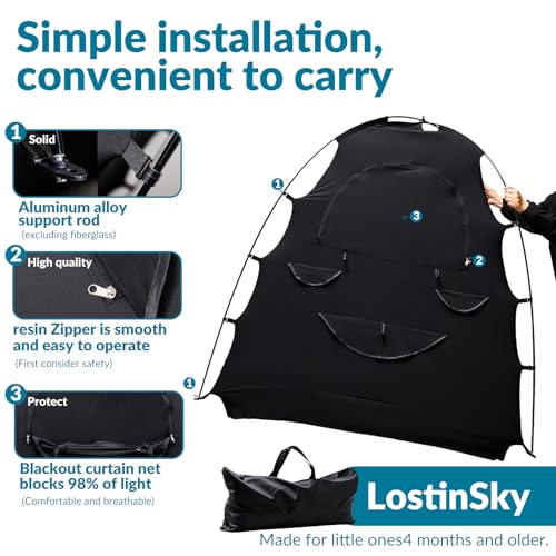 Image of Baby Blackout Tent for Portable Crib Tent Travel for Kids Toddlers | Baby Blackout Tent for Portable Crib Canopy Travel Blackout Tent for Kids Babies and Toddlers