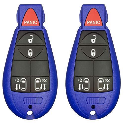 2 New Blue Keyless Entry 5 Buttons Remote Start Car Key Fob Fobik M3N5WY783X, IYZ-C01C for Town Country Dodge Grand Caravan Volkswagen Routan