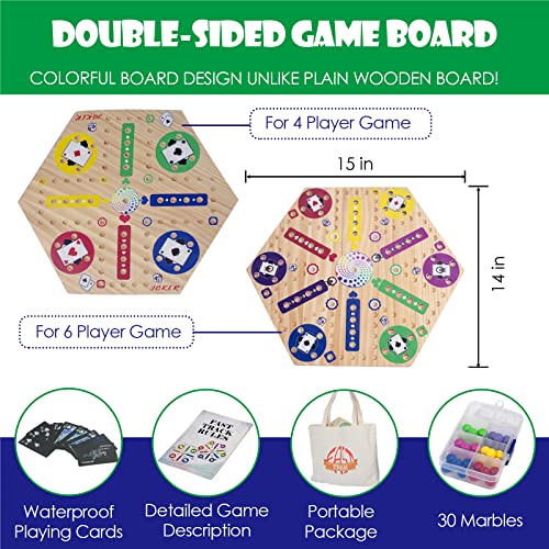 Fast Track Marble Board Game doble cara para 4 y 6 jugadores miniatura 2