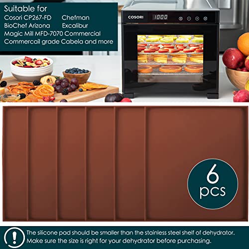6Pcs Silicone Dehydrator Mats With Edge Nonstick Square Dehydrator Trays For Cosori Cp267-Fd,High Temperature Resistance Reusable For Meat Vegetables Fruit Food #TOP4