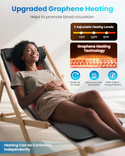 Image of COMFIER FSA Full Body Massage Mat with Heat, HSA Eligible Shiatsu Back Massager for Pain Relief Kneading & Vibration, Graphene Heating Chair Massage Pad for Recliner Sofa Bed, Gifts for Mom Dad