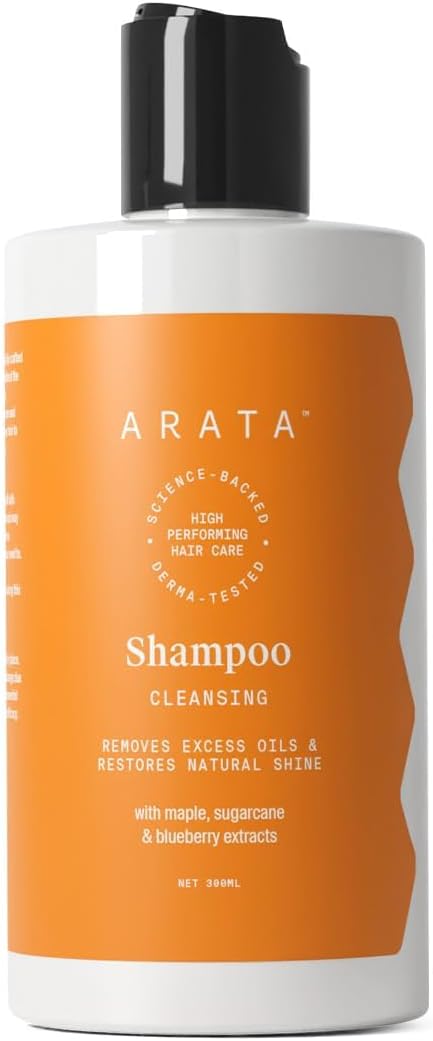 Arata Natural Oil Control Cleansing Shampoo With Maple, Sugarcane & Blueberry Extracts For Women & Men | All-Natural, Vegan & Cruelty-Free, 300 ML