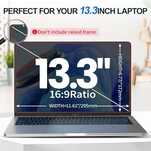 Image of 2Pack Magnetic 13.3 Inch Laptop Privacy Screen 16:9 Aspect Ratio, Removable Anti-Blue /Glare Protector Film, Anti Spy Desktop Security Private Filter 13.3in