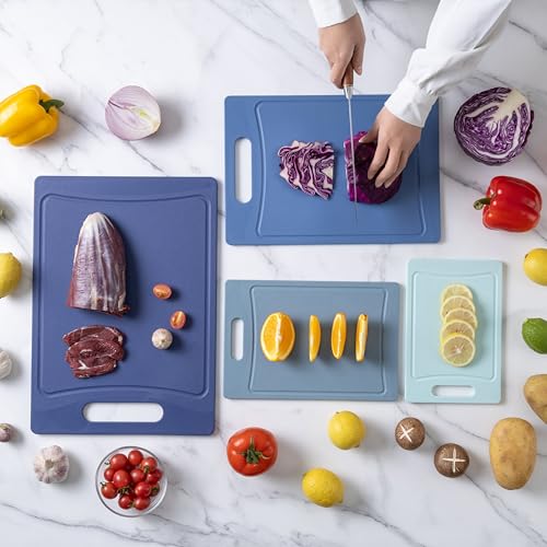 COOK-WITH-COLOR-Non-Slip-Cutting-Board-Set--Kitchen-Essentials-with-Easy-Grip-Handle-for-Meat-Veggies-and-Fruits-4-Cutting-Boards-Blue-New